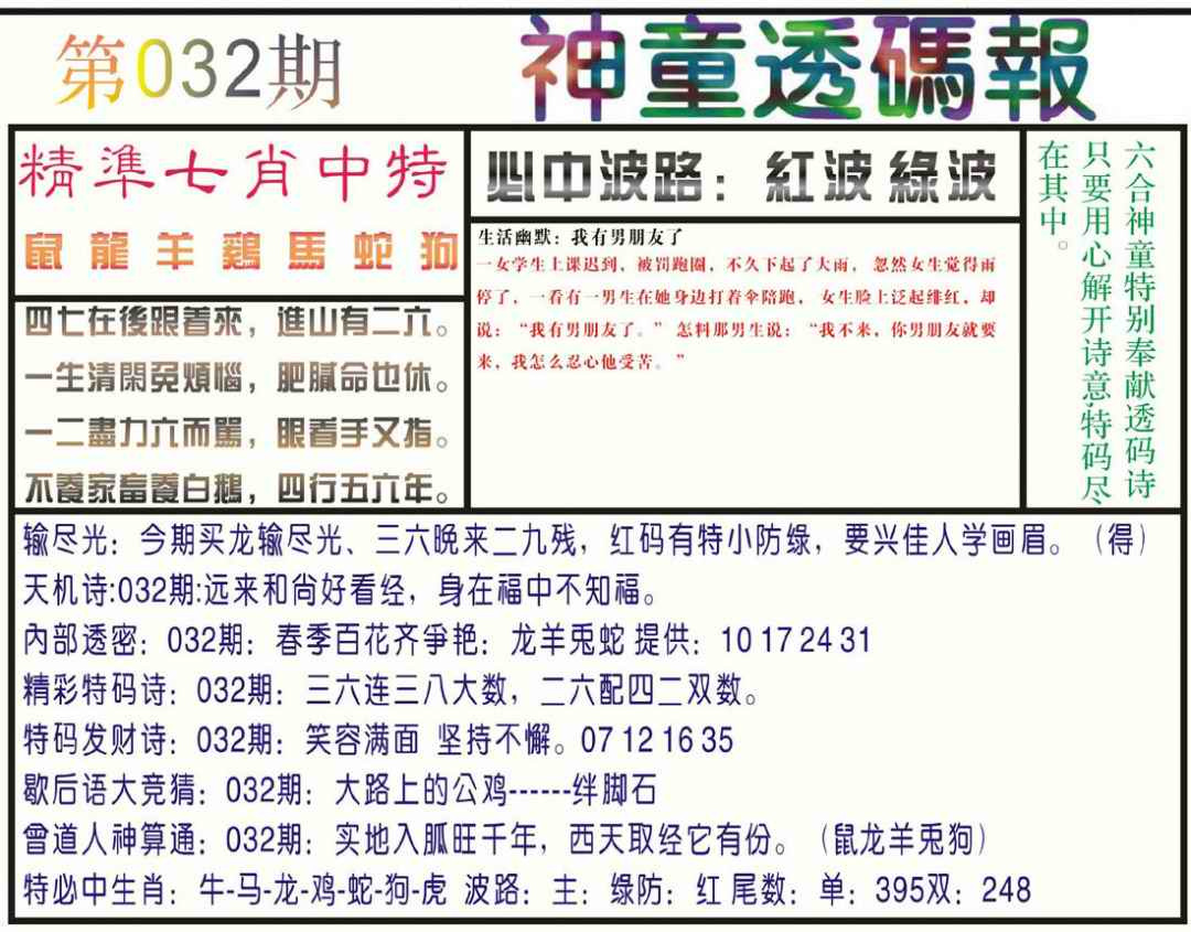 032期神童透码报(正版)[图]